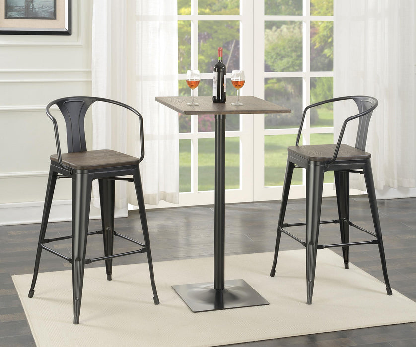 Cavalier 3-piece Square Bar Table Set Dark Elm and Black - Casa Morelos / Coahuila Furniture (Oklahoma City, OK)
