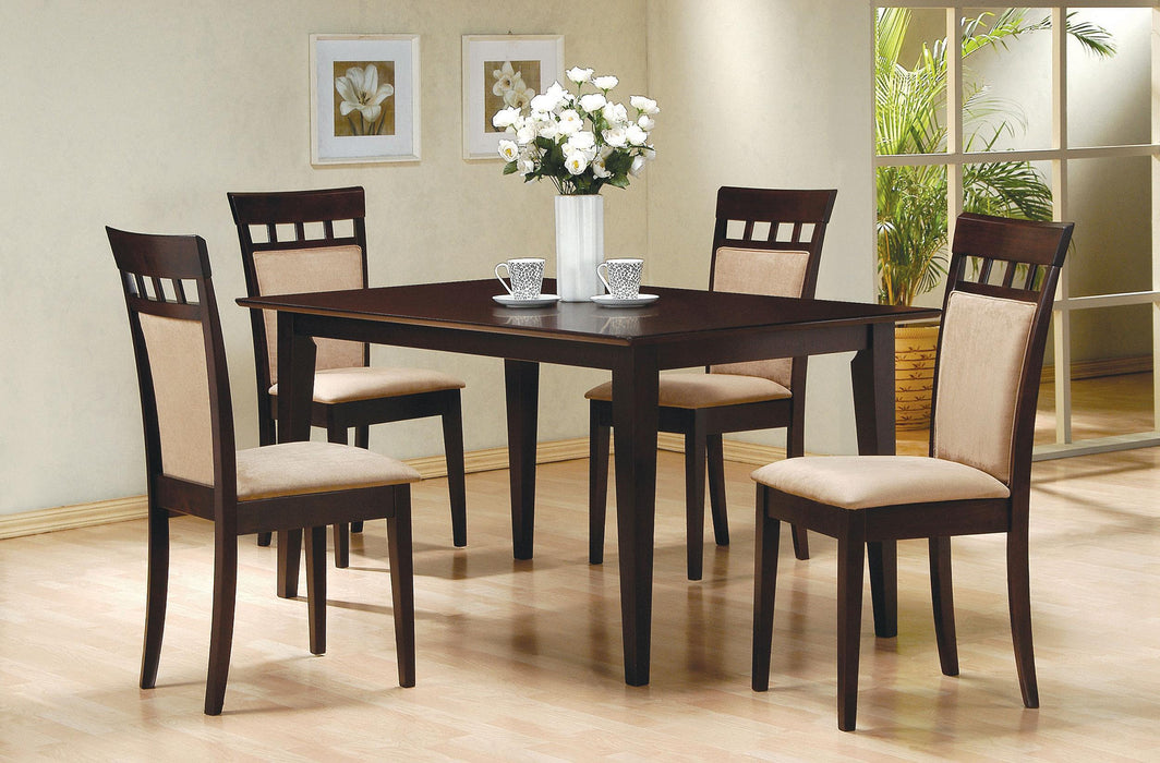Gabriel 5-piece Rectangular 59-inch Closed Back Dining Set Cappuccino - Casa Morelos / Coahuila Furniture (Oklahoma City, OK)