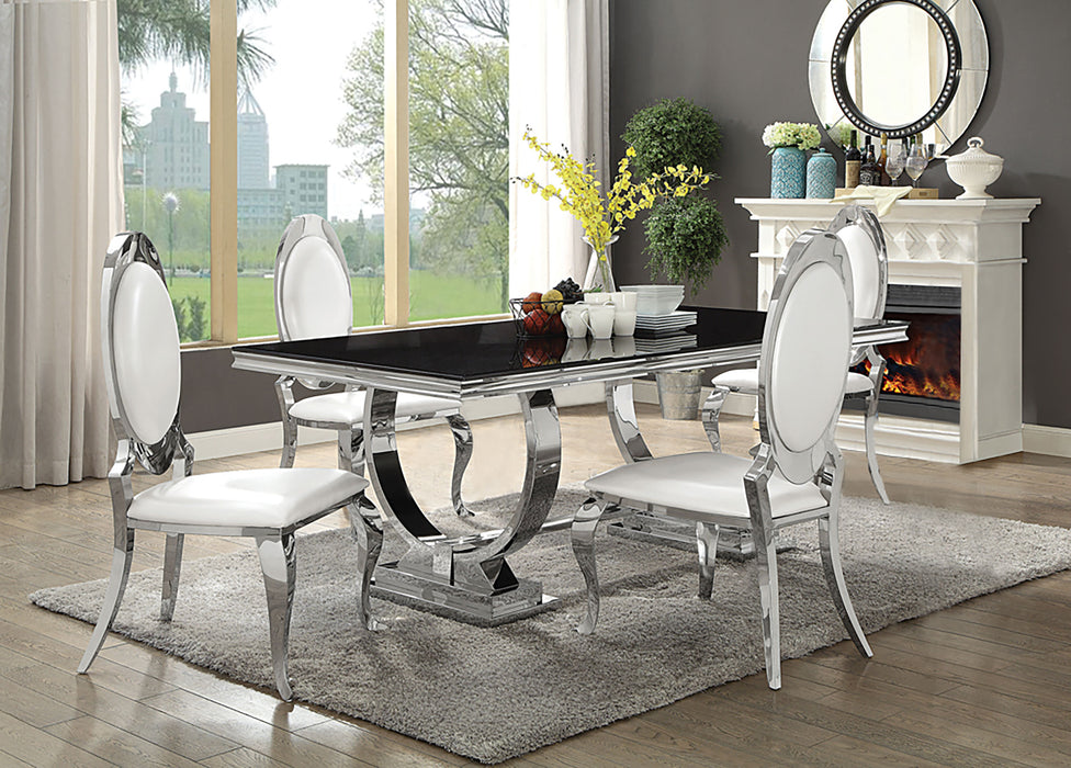 Antoine Rectangular Glass Top Dining Set Chrome - Casa Morelos / Coahuila Furniture (Oklahoma City, OK)