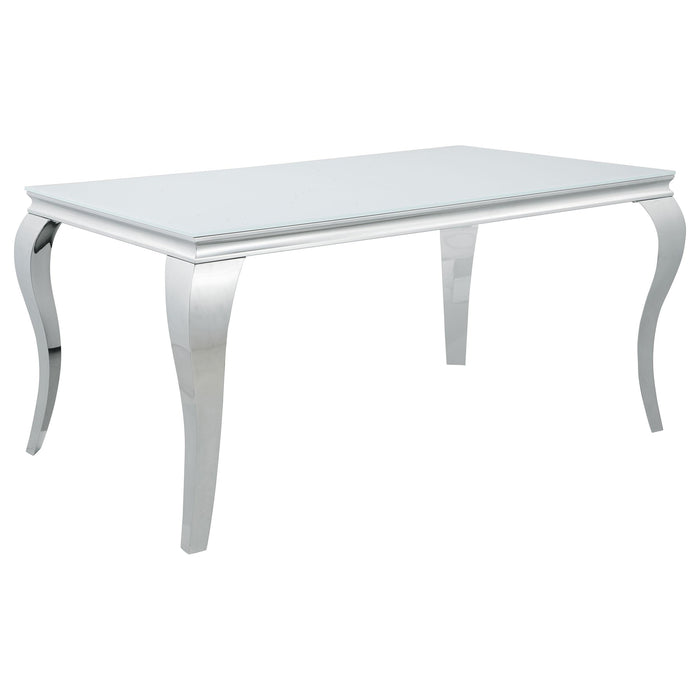 Carone Rectangular Glass Top Dining Table White and Chrome - Casa Morelos / Coahuila Furniture (Oklahoma City, OK)