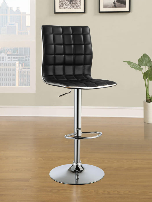 Ashbury Upholstered Adjustable Bar Stools Black and Chrome (Set of 2) - Casa Morelos / Coahuila Furniture (Oklahoma City, OK)