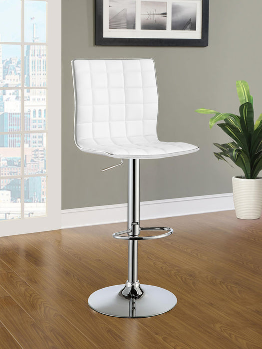 Ashbury Upholstered Adjustable Bar Stools White and Chrome (Set of 2) - Casa Morelos / Coahuila Furniture (Oklahoma City, OK)
