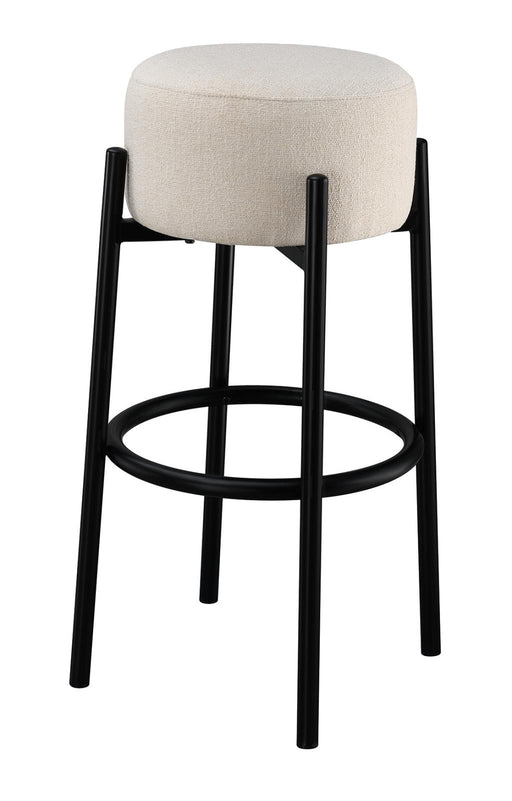Leonard Upholstered Backless Round Stools White and Black (Set of 2) - Casa Morelos / Coahuila Furniture (Oklahoma City, OK)
