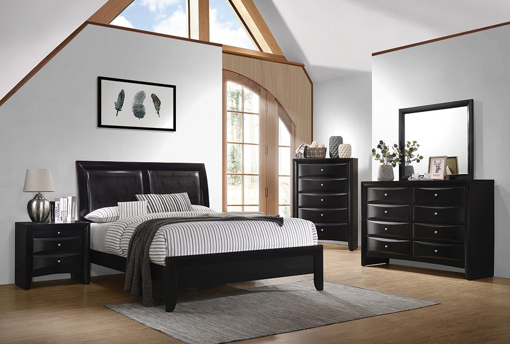 Briana Panel Bedroom Set California King, Eastren King, & Queen with Sleigh Headboard Black 4 & 5 Piece - Casa Morelos / Coahuila Furniture (Oklahoma City, OK)