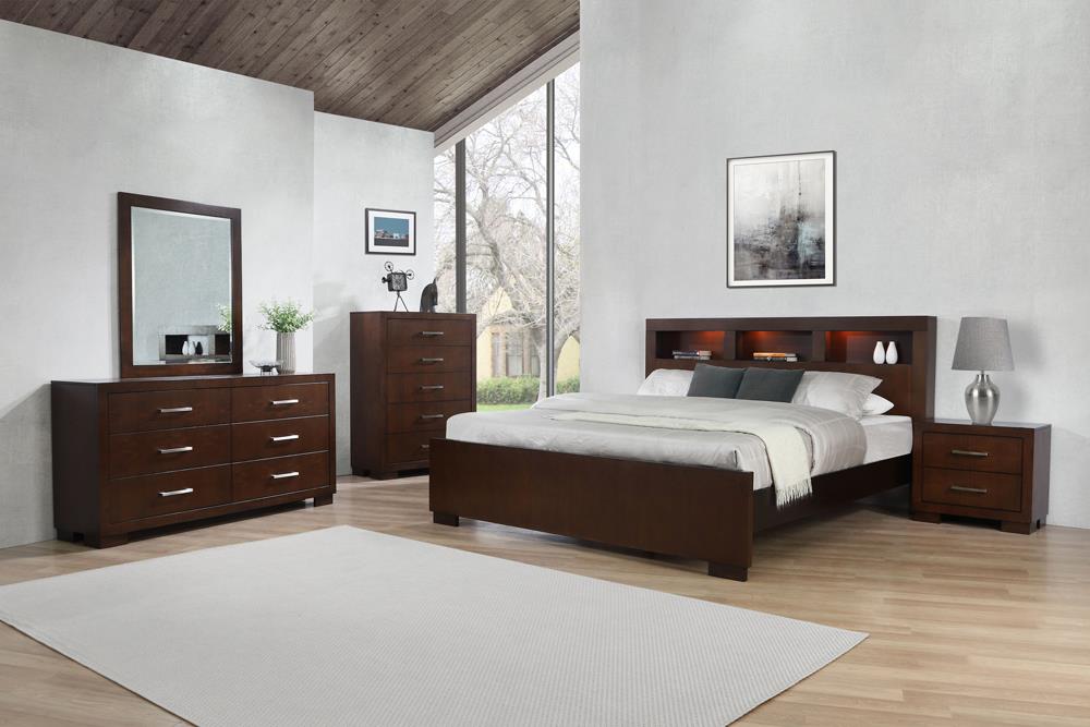 Jessica Bedroom Set with Bookcase Headboard Cappuccino - Casa Morelos / Coahuila Furniture (Oklahoma City, OK)