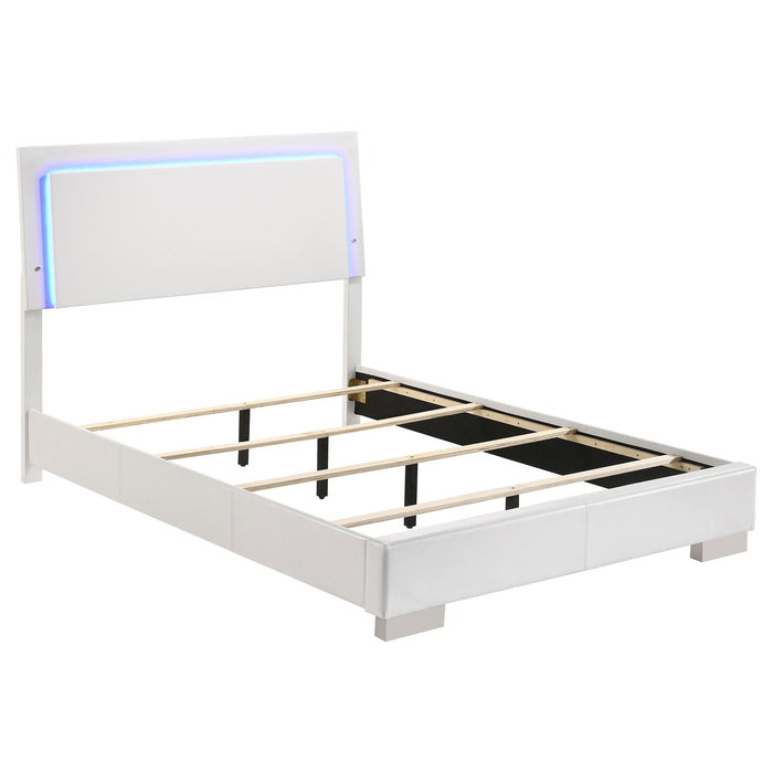 Felicity Full & Twin Panel Bed with LED Lighting Glossy White - Casa Morelos / Coahuila Furniture (Oklahoma City, OK)