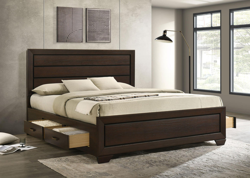 Kauffman California King, Eastren king, & Queen Storage Bed Dark Cocoa - Casa Morelos / Coahuila Furniture (Oklahoma City, OK)