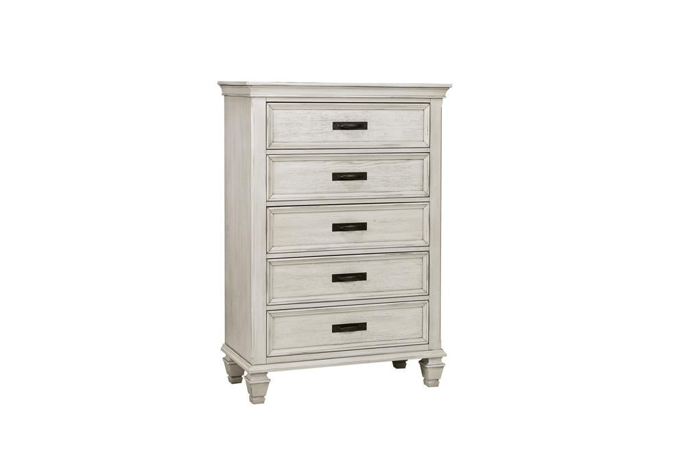 Franco 5-drawer Chest Antique White - Casa Morelos / Coahuila Furniture (Oklahoma City, OK)