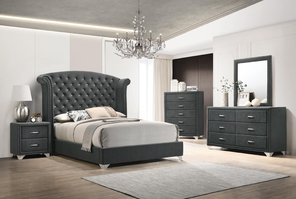 Melody 5-piece California King Tufted Upholstered Bedroom Set Grey - Casa Morelos / Coahuila Furniture (Oklahoma City, OK)