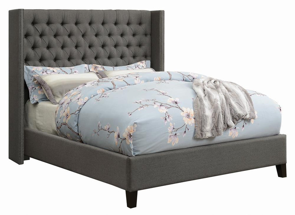 Bancroft Demi-wing Upholstered California King, E.King, Queen & Full Bed Grey - Casa Morelos / Coahuila Furniture (Oklahoma City, OK)