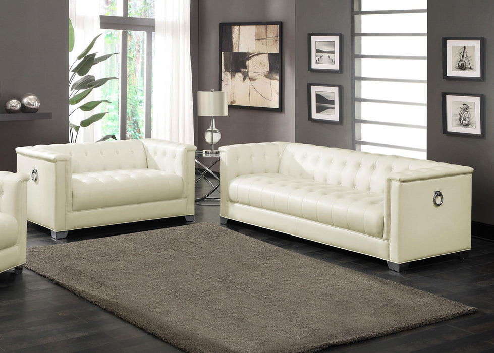 Chaviano 2-piece Upholstered Tufted Sofa Set Pearl White - Casa Morelos / Coahuila Furniture (Oklahoma City, OK)