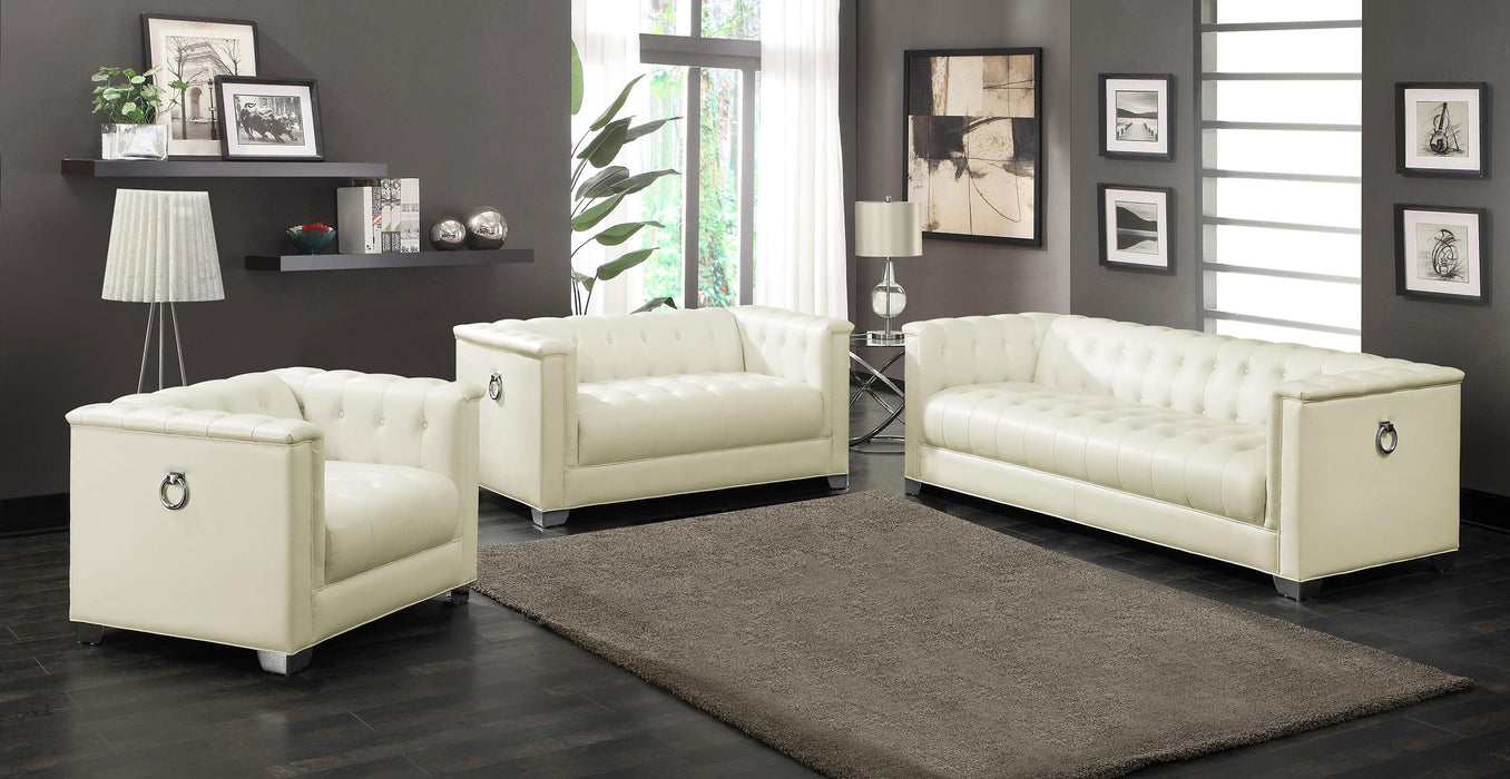 Chaviano 3-piece Upholstered Tufted Sofa Set Pearl White - Casa Morelos / Coahuila Furniture (Oklahoma City, OK)