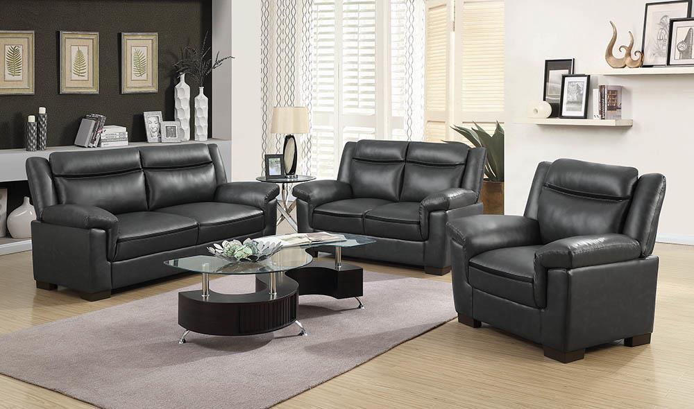 Arabella Upholstered Pillow Top Arm Living Room Set Grey - Casa Morelos / Coahuila Furniture (Oklahoma City, OK)