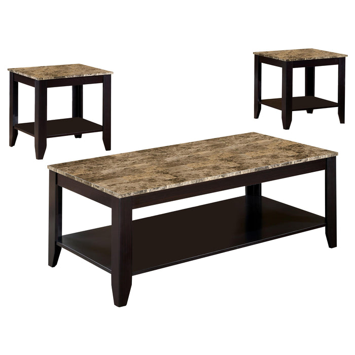 Flores 3-piece Occasional Table Set with Shelf Cappuccino - Casa Morelos / Coahuila Furniture (Oklahoma City, OK)