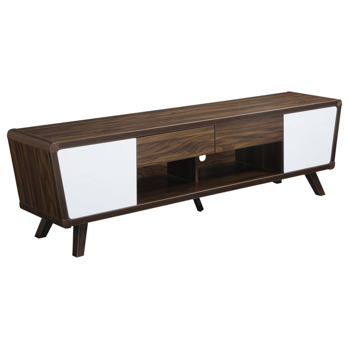 Alvin 2-drawer TV Console Dark Walnut and Glossy White - Casa Morelos / Coahuila Furniture (Oklahoma City, OK)