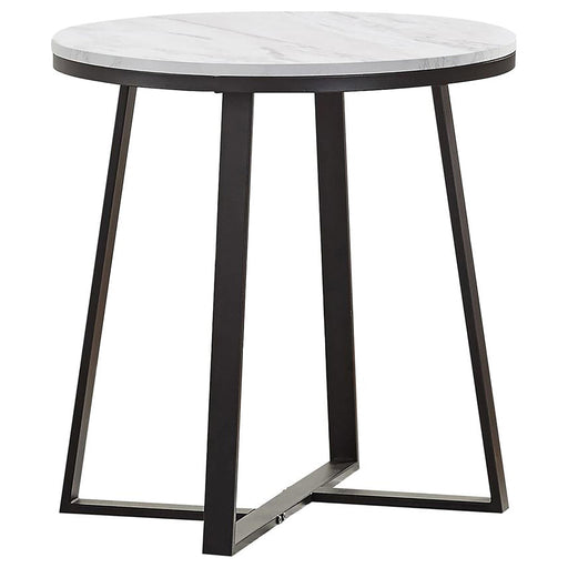 Hugo Metal Base Round End Table White and Matte Black - Casa Morelos / Coahuila Furniture (Oklahoma City, OK)