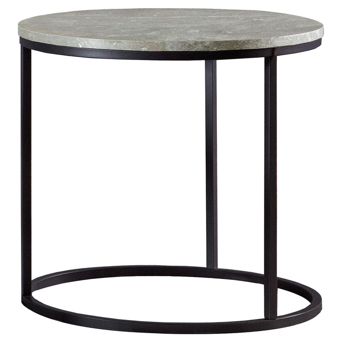Lainey Faux Marble Round Top End Table Grey and Gunmetal - Casa Morelos / Coahuila Furniture (Oklahoma City, OK)
