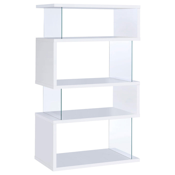Emelle 4-tier Bookcase White and Clear - Casa Morelos / Coahuila Furniture (Oklahoma City, OK)