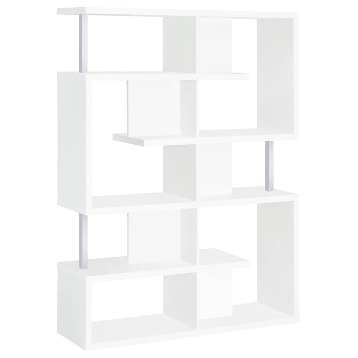 Hoover 5-tier Bookcase White and Chrome - Casa Morelos / Coahuila Furniture (Oklahoma City, OK)