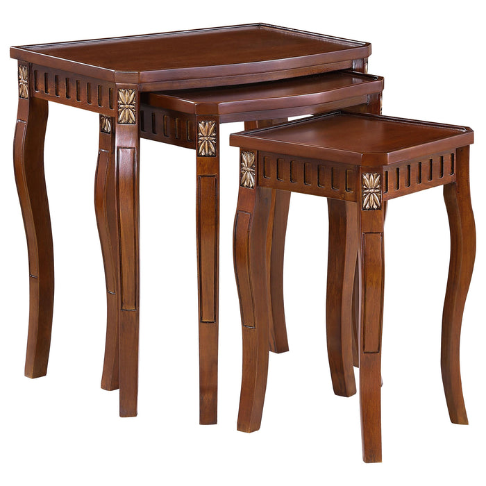 Daphne 3-piece Curved Leg Nesting Tables Warm Brown - Casa Morelos / Coahuila Furniture (Oklahoma City, OK)