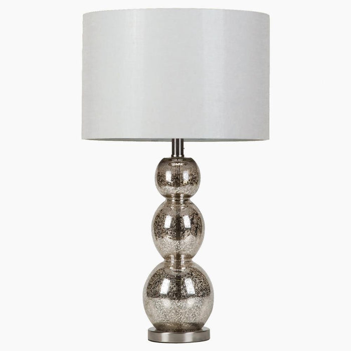 Mineta Drum Shade Table Lamp White and Antique Silver - Casa Morelos / Coahuila Furniture (Oklahoma City, OK)