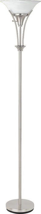 Archie Floor Lamp with Frosted Ribbed Shade Brushed Steel - Casa Morelos / Coahuila Furniture (Oklahoma City, OK)