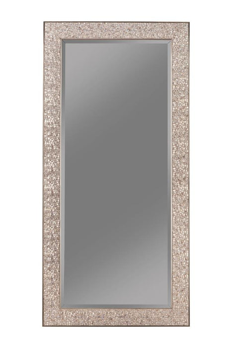 Rollins Rectangular Floor Mirror Silver Sparkle - Casa Morelos / Coahuila Furniture (Oklahoma City, OK)