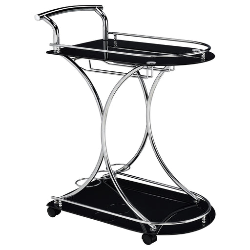 Elfman 2-shelve Serving Cart Chrome and Black - Casa Morelos / Coahuila Furniture (Oklahoma City, OK)