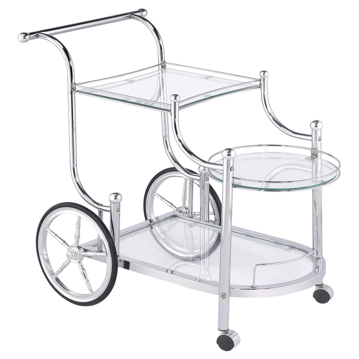 Sarandon 3-tier Serving Cart Chrome and Clear - Casa Morelos / Coahuila Furniture (Oklahoma City, OK)