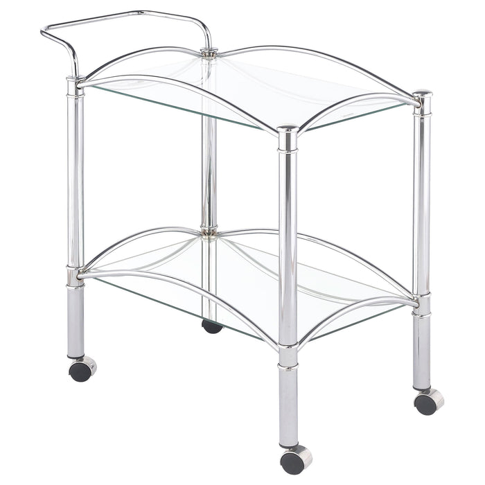 Shadix 2-tier Serving Cart with Glass Top Chrome and Clear - Casa Morelos / Coahuila Furniture (Oklahoma City, OK)