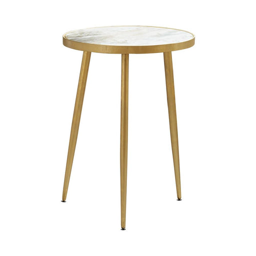 Acheson Round Accent Table White and Gold - Casa Morelos / Coahuila Furniture (Oklahoma City, OK)