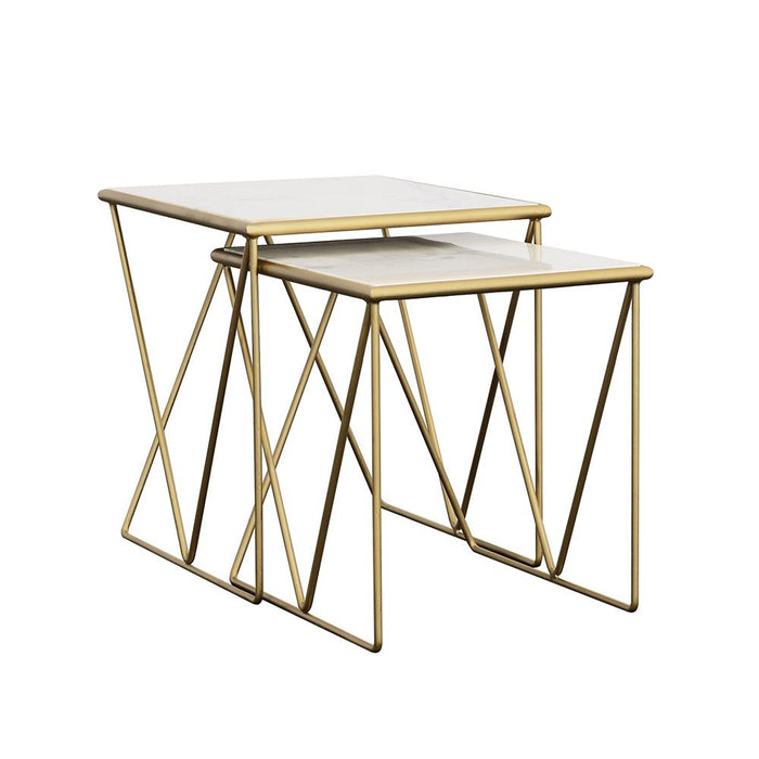 Bette 2-piece Nesting Table Set White and Gold - Casa Morelos / Coahuila Furniture (Oklahoma City, OK)