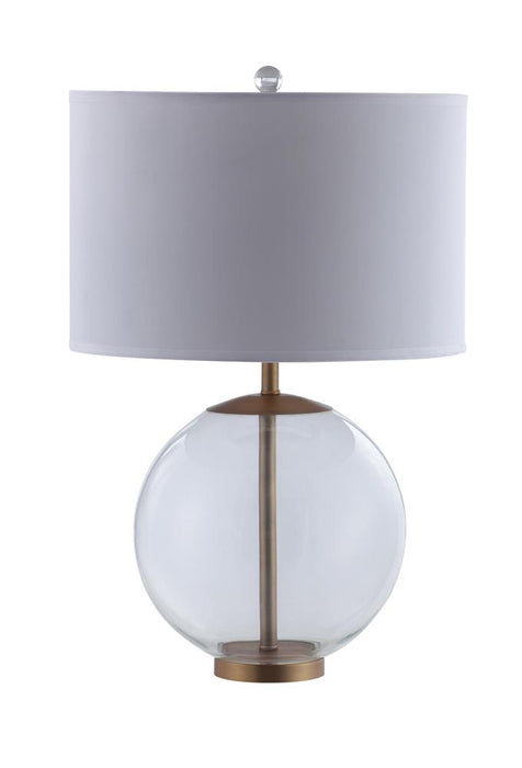 Kenny Drum Shade Table Lamp with Glass Base White - Casa Morelos / Coahuila Furniture (Oklahoma City, OK)
