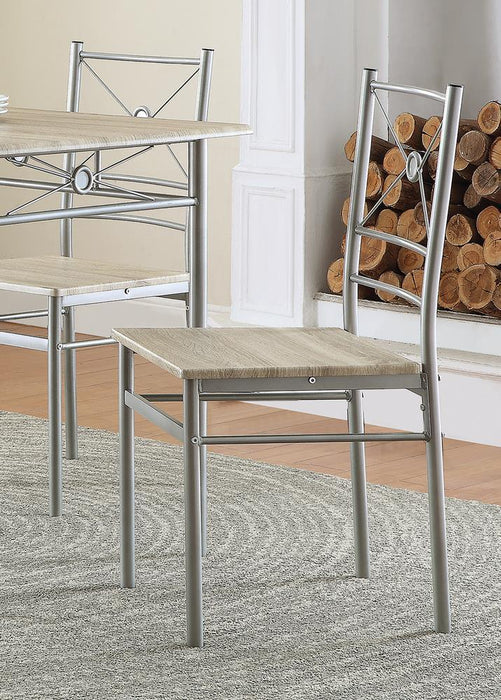 Anna Fontana 5-piece Rectangular Dining Set Brushed Silver - Casa Morelos / Coahuila Furniture (Oklahoma City, OK)