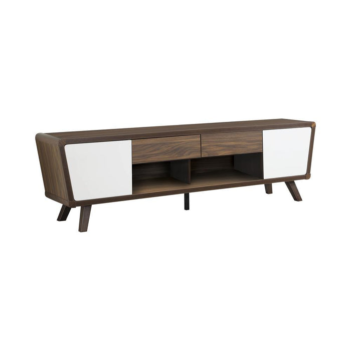 Alvin 2-drawer TV Console Dark Walnut and Glossy White - Casa Morelos / Coahuila Furniture (Oklahoma City, OK)
