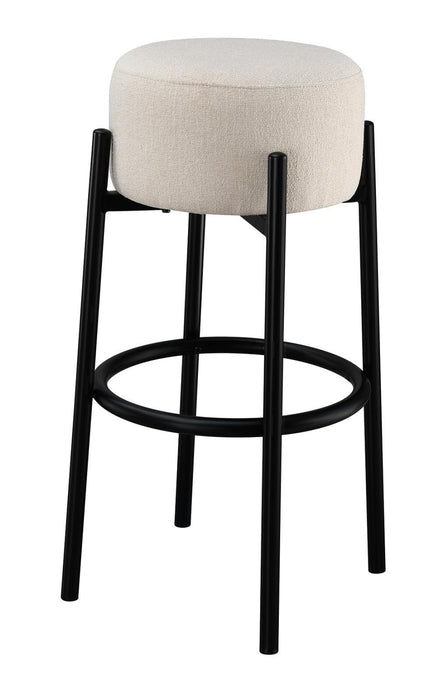 Leonard Upholstered Backless Round Stools White and Black (Set of 2) - Casa Morelos / Coahuila Furniture (Oklahoma City, OK)