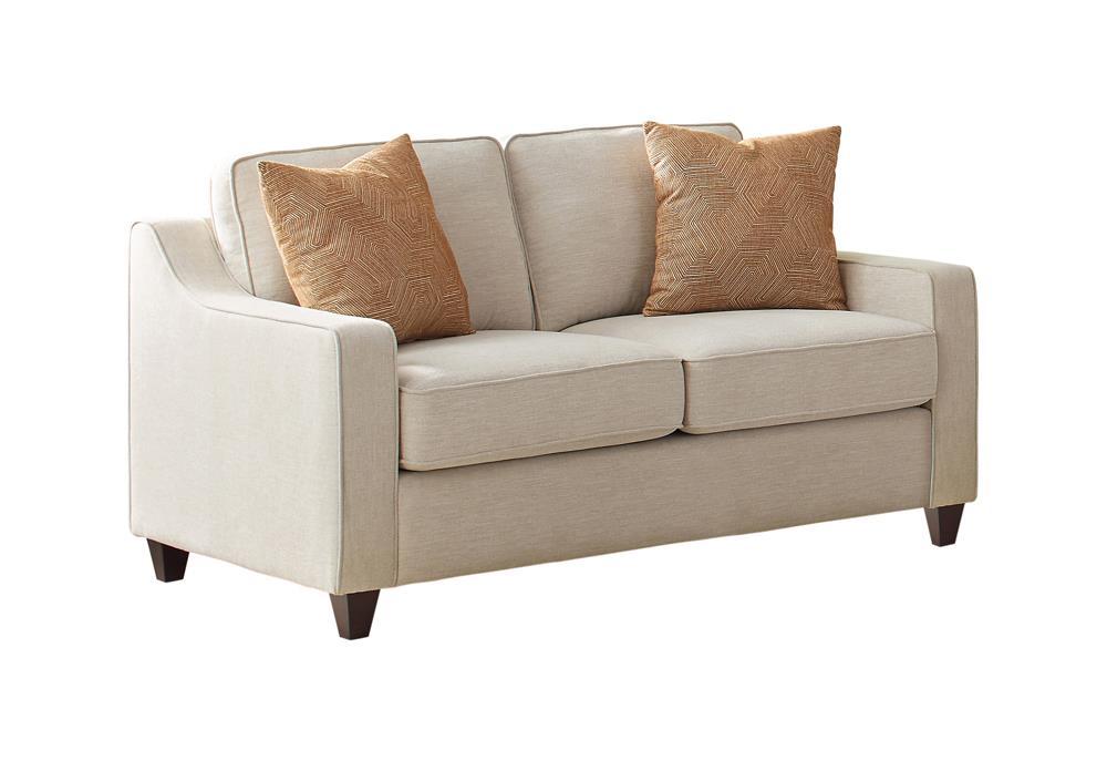 Christine Upholstered Cushion Back Loveseat Beige - Casa Morelos / Coahuila Furniture (Oklahoma City, OK)