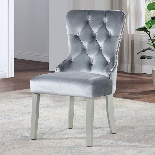 ADALIA Wingback Chair (2/CTN), Silver/Dark Gray - Casa Morelos / Coahuila Furniture (Oklahoma City, OK)