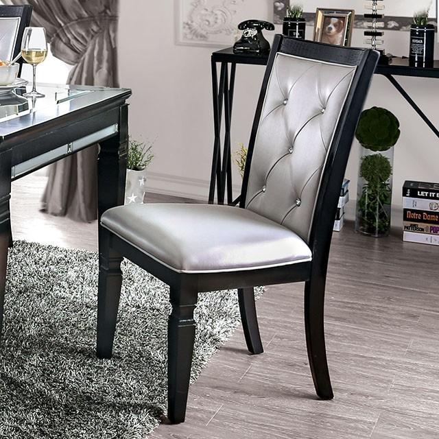 Alena Black/Silver Side Chair (2/CTN) - Casa Morelos / Coahuila Furniture (Oklahoma City, OK)