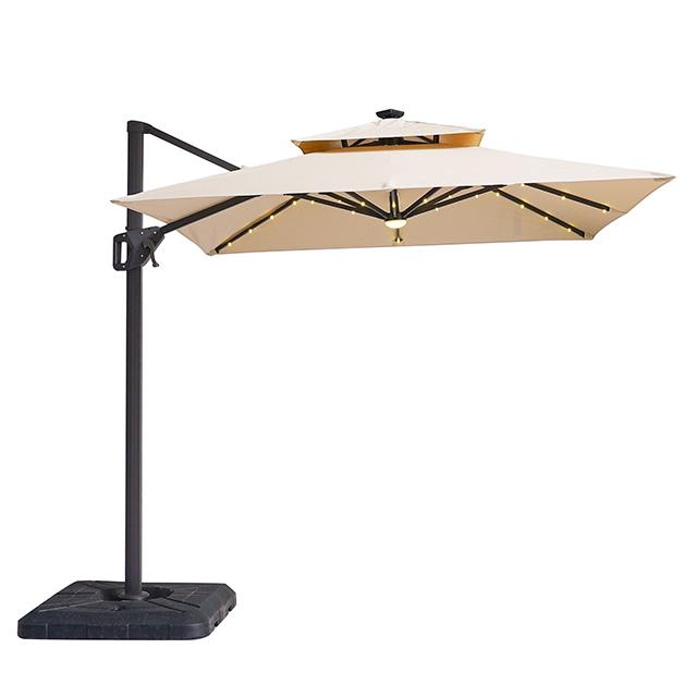 Xico 8 Ft Square Umbrella w/ Double Top w/ LED Light + 37" Large Base - Casa Morelos / Coahuila Furniture (Oklahoma City, OK)