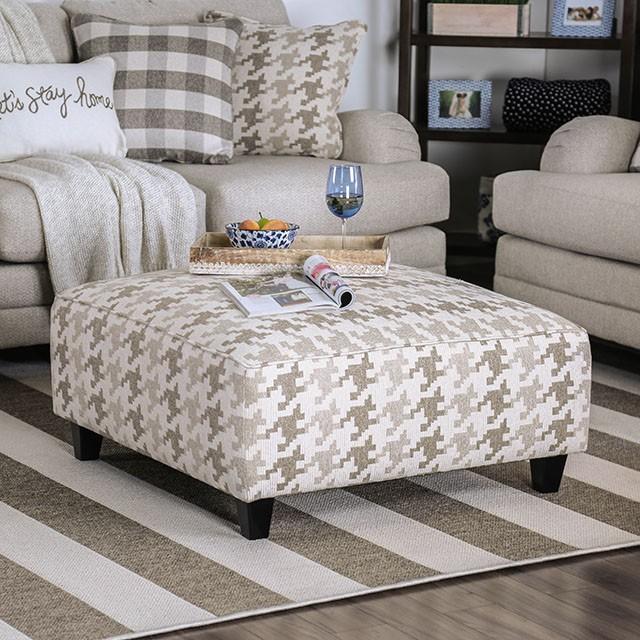 Christine Light Gray/Pattern Ottoman - Casa Morelos / Coahuila Furniture (Oklahoma City, OK)