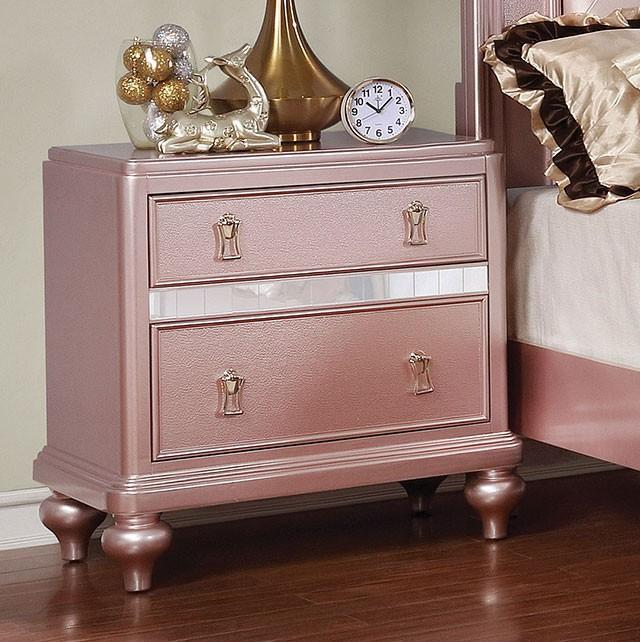 Ariston Rose Gold Night Stand - Casa Morelos / Coahuila Furniture (Oklahoma City, OK)