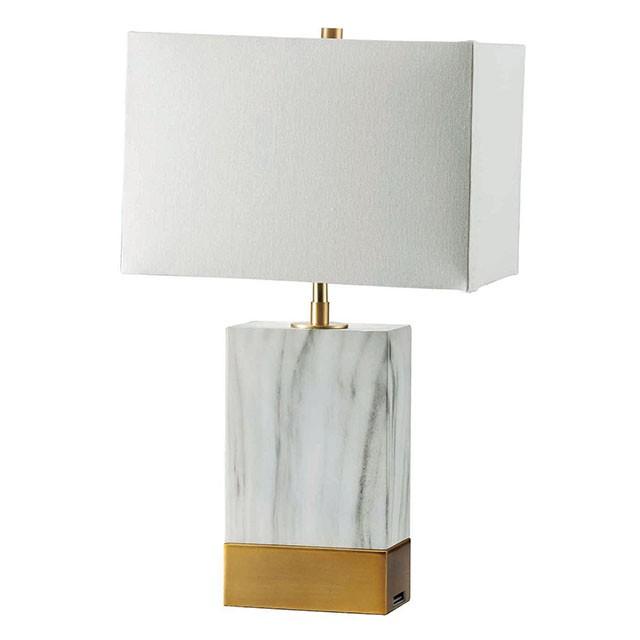 Faith White Marble/Gold 20"H White Marble Gold Table Lamp - Casa Morelos / Coahuila Furniture (Oklahoma City, OK)