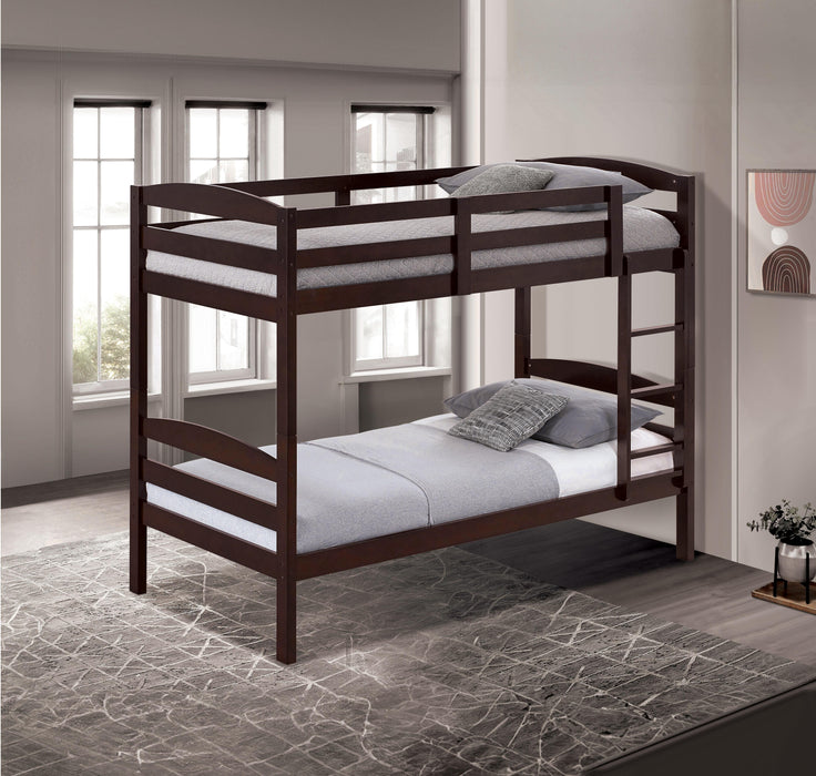 Finsbury Twin Twin Bunk Bed Espresso, Grey & White - Casa Morelos / Coahuila Furniture (Oklahoma City, OK)