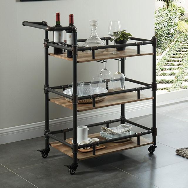 Aylmer Sand Black/Natural Serving Cart - Casa Morelos / Coahuila Furniture (Oklahoma City, OK)
