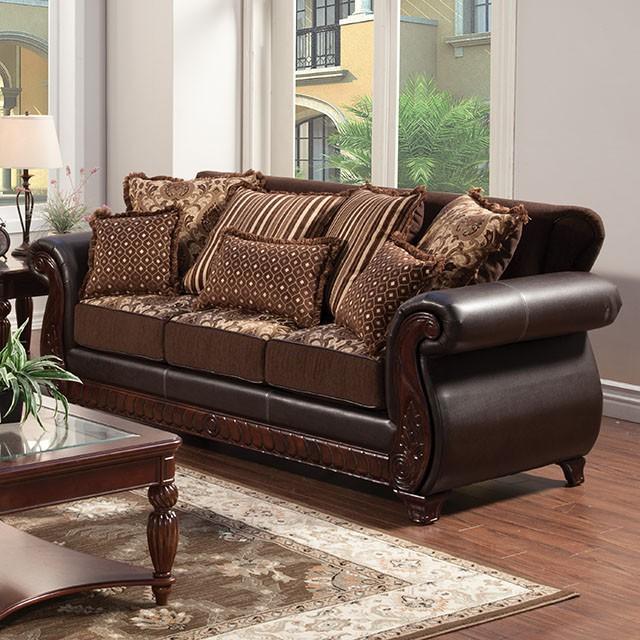 Franklin Dark Brown/Tan Sofa, Dark Brown - Casa Morelos / Coahuila Furniture (Oklahoma City, OK)