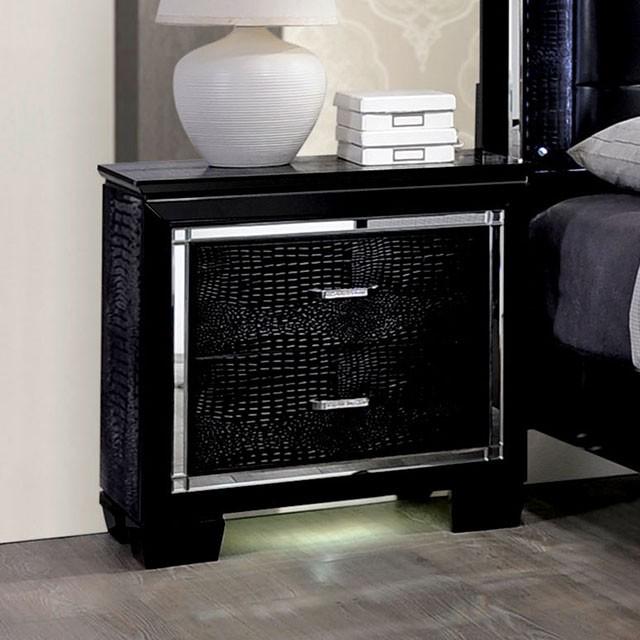 BELLANOVA Black Night Stand - Casa Morelos / Coahuila Furniture (Oklahoma City, OK)