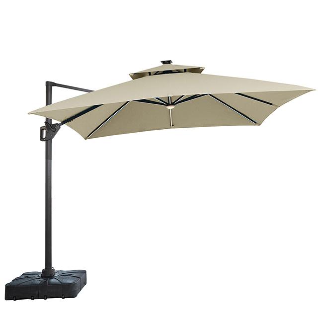 Sano 10 Ft Square Umbrella w/ Double Top w/ LED Light + 37" Large Base - Casa Morelos / Coahuila Furniture (Oklahoma City, OK)