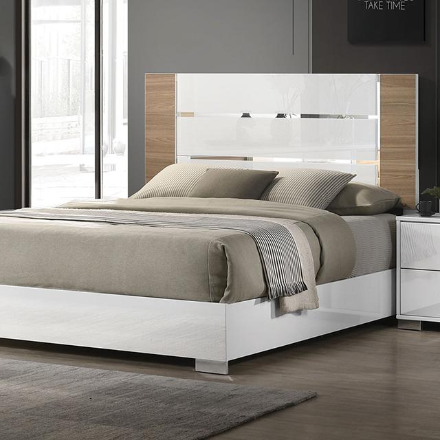 ERLANGEN Cal.King & E.King Bed, White/Natural - Casa Morelos / Coahuila Furniture (Oklahoma City, OK)