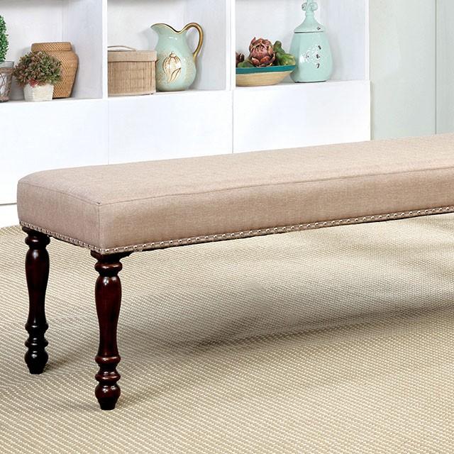 HOLCROFT Antique Cherry/Beige Bench - Casa Morelos / Coahuila Furniture (Oklahoma City, OK)